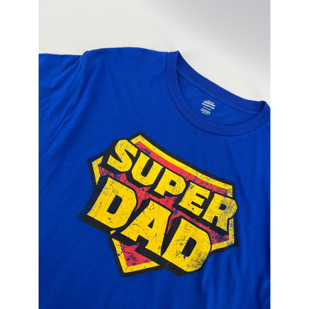 Celebrate Fathers Day Super Dad Graphic T Shirt Blue XL Mens